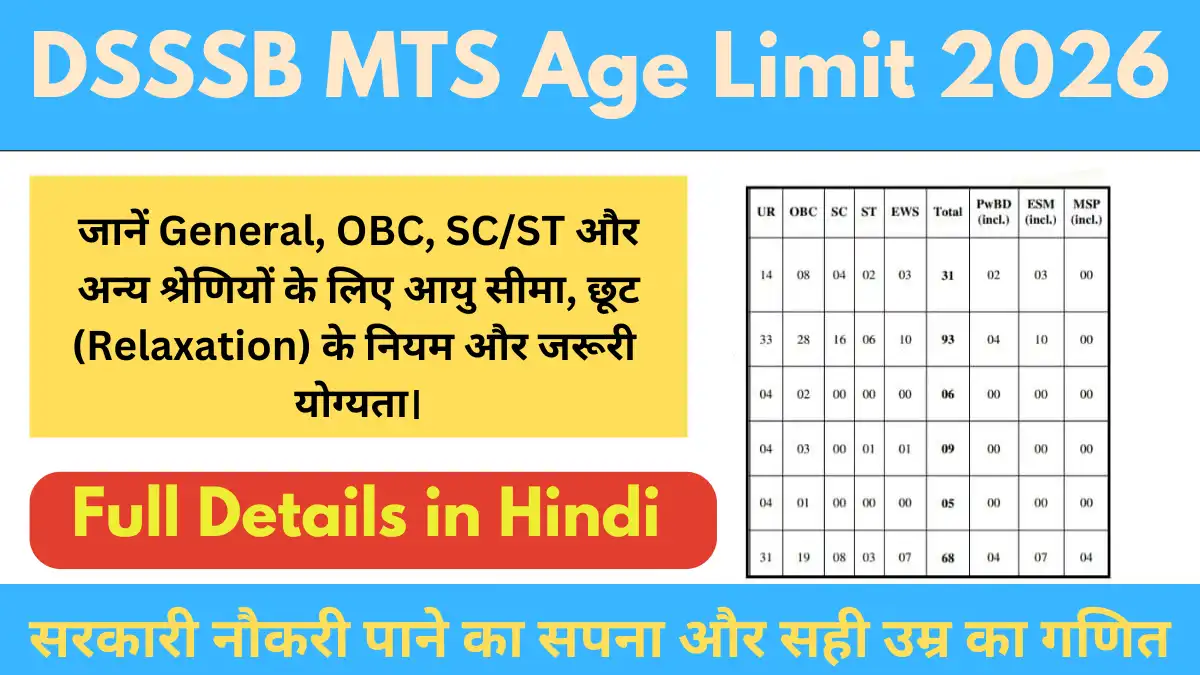 DSSSB MTS Age Limit 2026: क्या आप योग्य हैं, पूरी जानकारी, छूट और नियम Full Guide 1 Age limit details for job categories